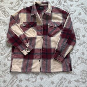Plaid Women's Jacket in Red and Cream